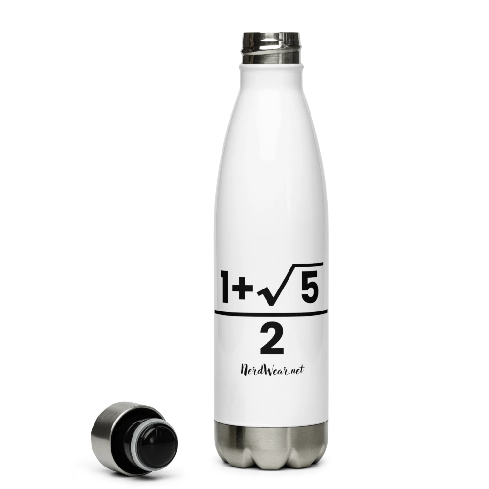 White stainless NerdWear water bottle preview