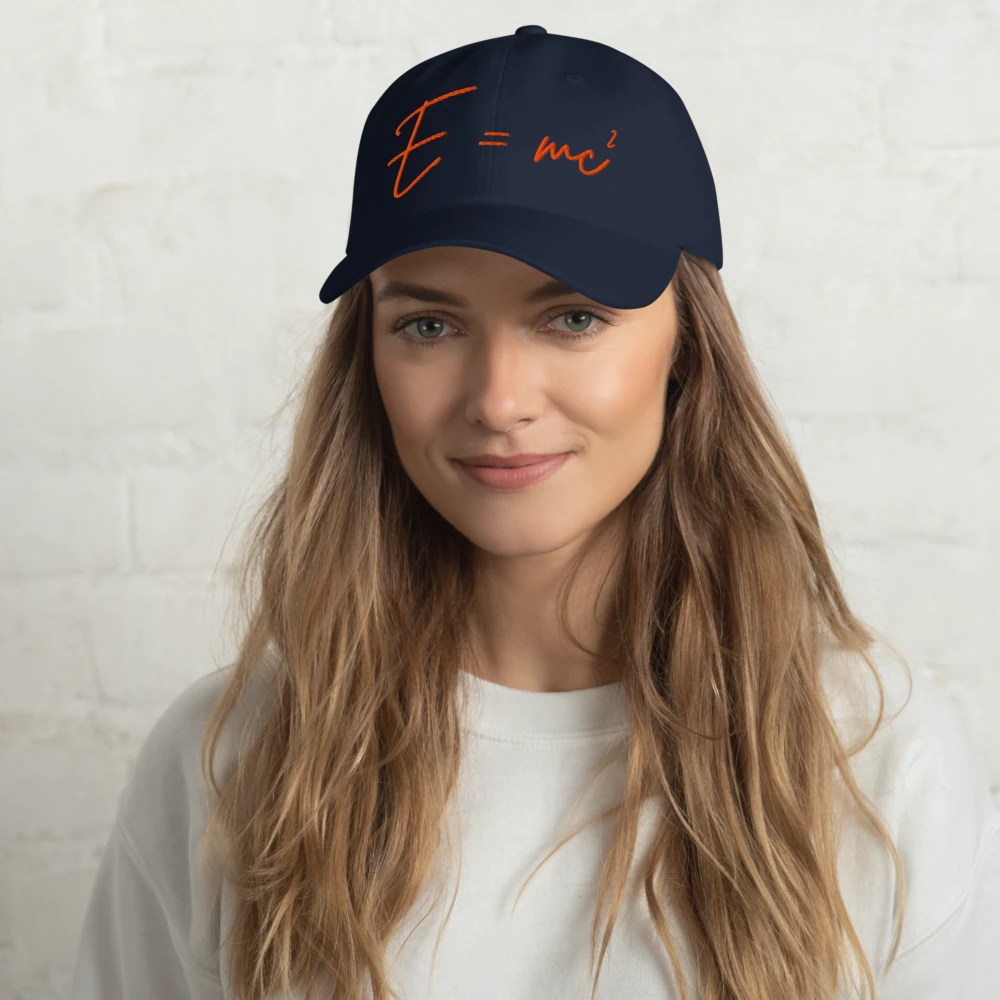 NerdWear embroidered navy hat worn by a model