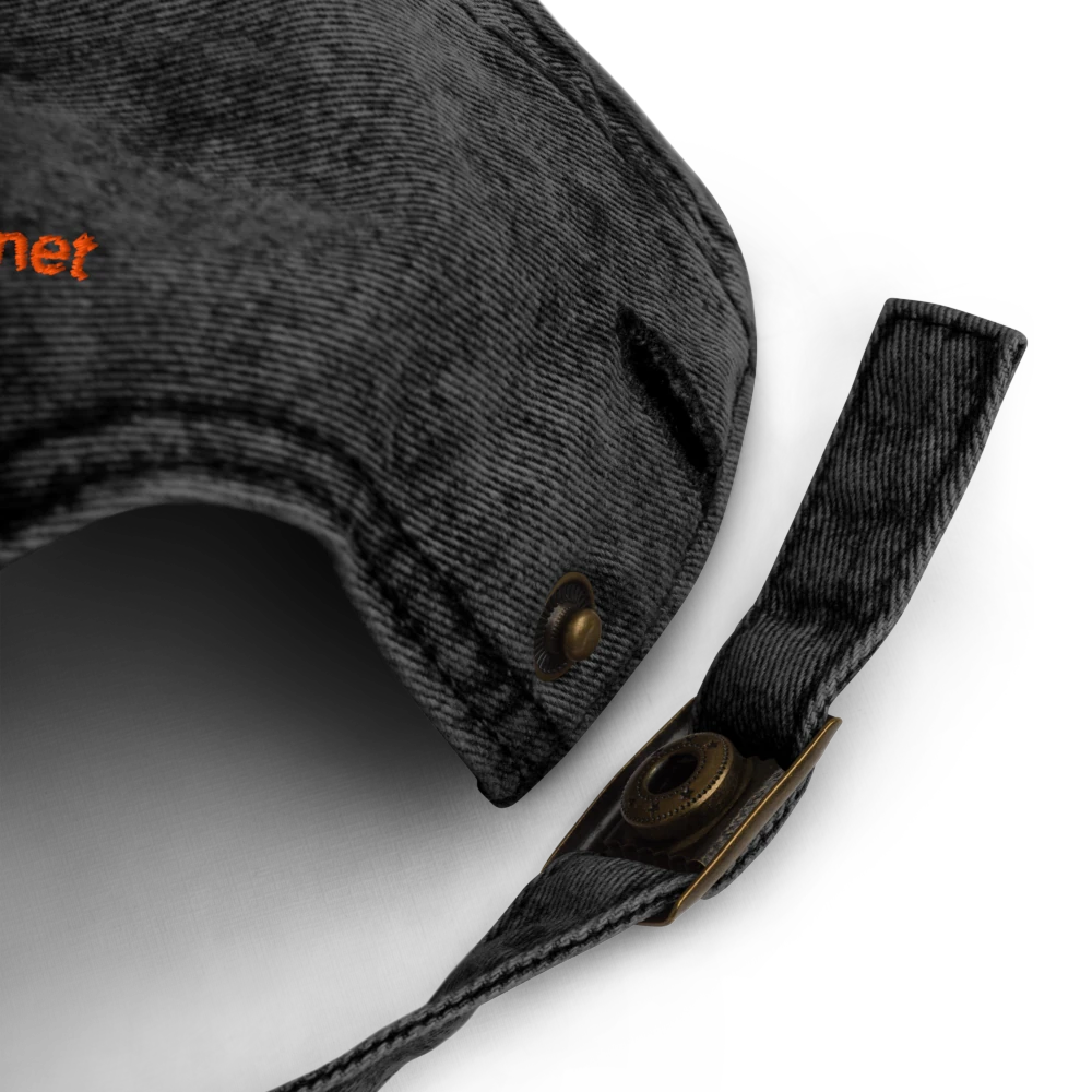 Close-up product detail of NerdWear vintage cap embroidery