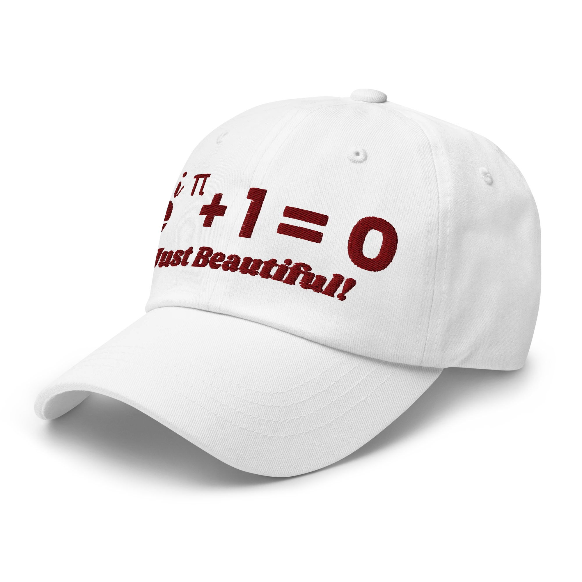 Euler’s Identity hat, left-front view