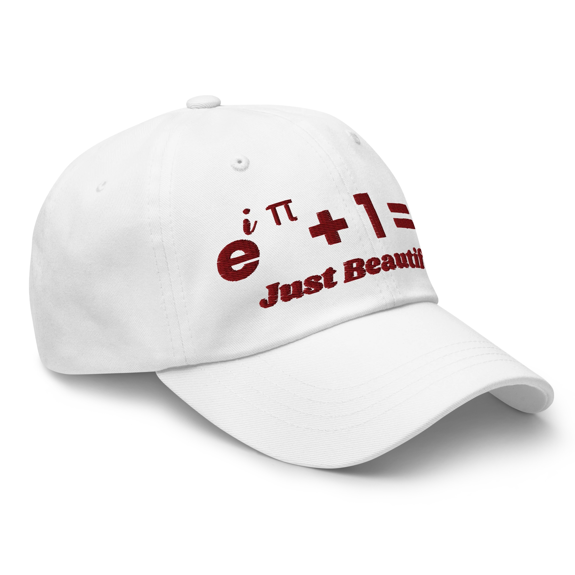 Euler’s Identity hat, right-front view