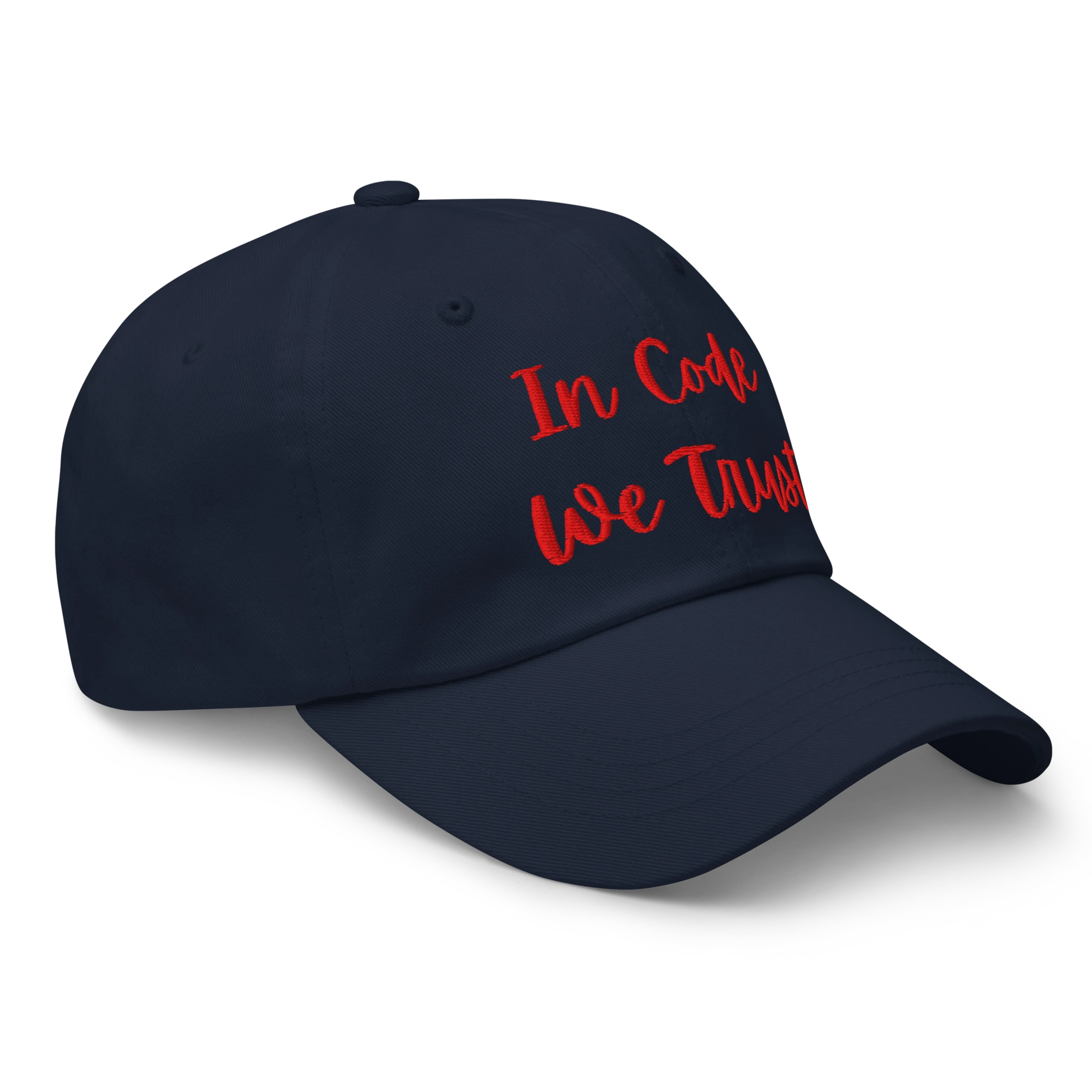 In Code We Trust hat, right-front view