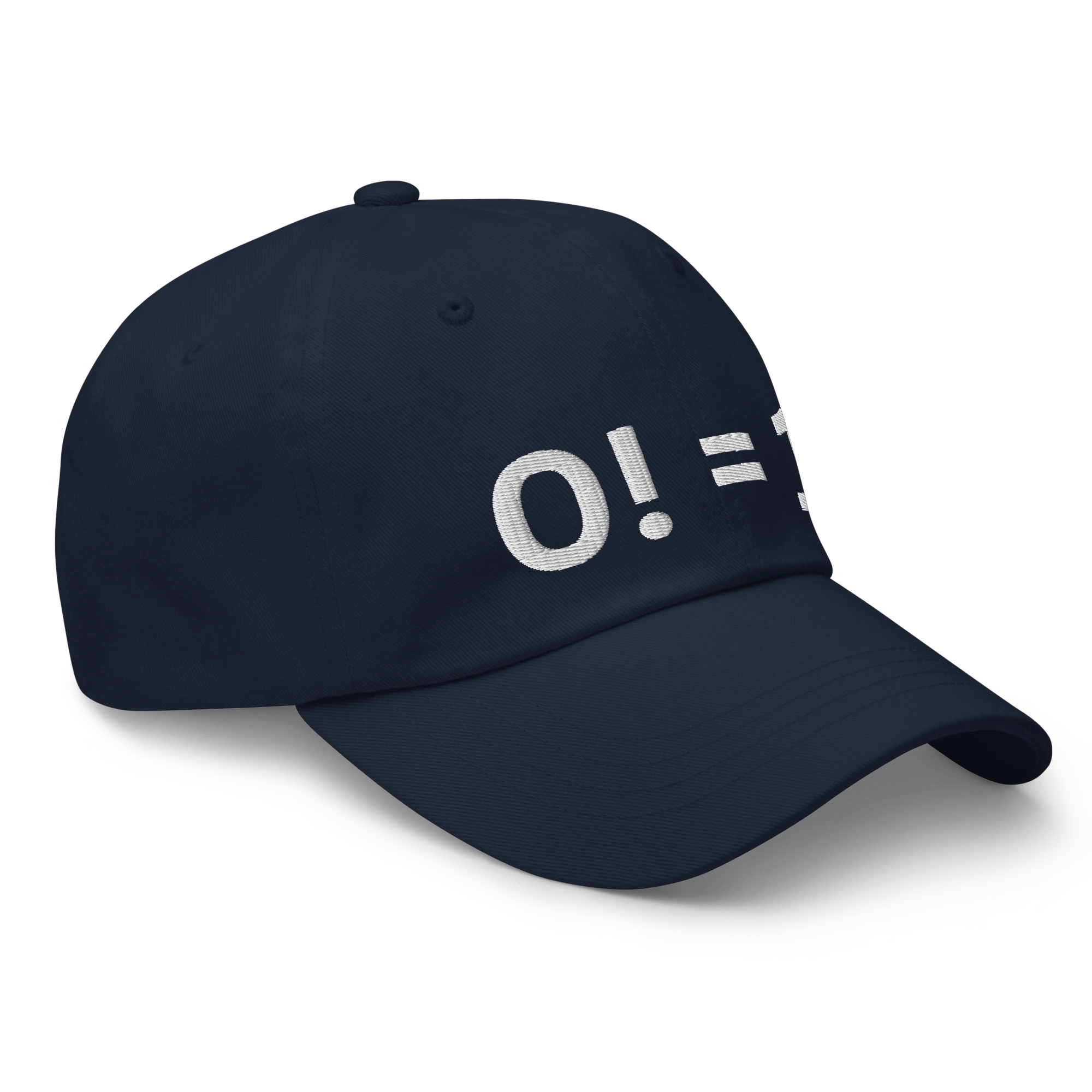 Zero Factorial hat, right-front view